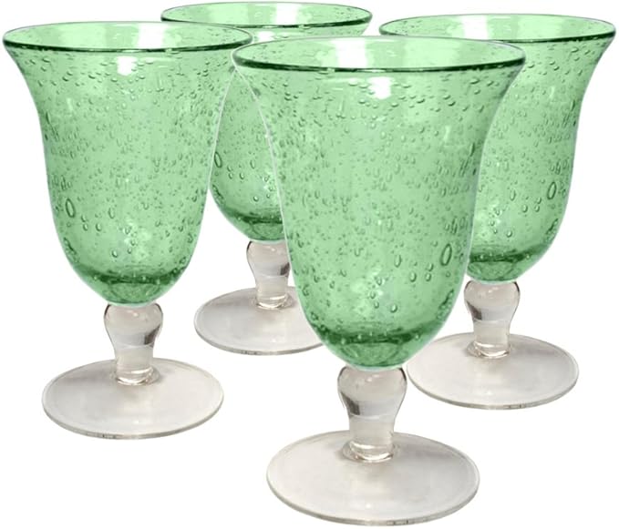 Artland Iris Footed Ice Tea Glasses, Light Green, Set of 4