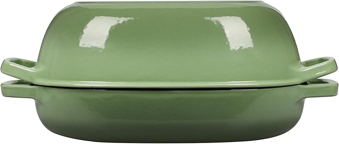 EDGING CASTING Enameled Cast Iron Oval Dutch Oven Pot with Lid, Dutch Oven for Sourdough Bread Baking, Oval Bread Pan, Bread Oven, Bread Dutch Oven, 7qt, Pistachio Green