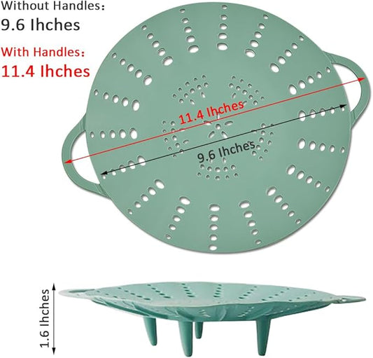Alimat PluS 1 Pack Silicone Steamer Basket, Silicone Vegetable Steamer Basket with Handles and Strong Feets, 9.6 Inches(Excluding Handle Length)