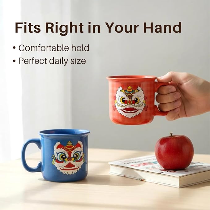 Ceramic Coffee Mugs Set Of 2,14 oz Coffee Cups With Handle, Large Coffee Mugs Perfect For Cappuccino, Latte, Americano, Tea Bag, Beverage
