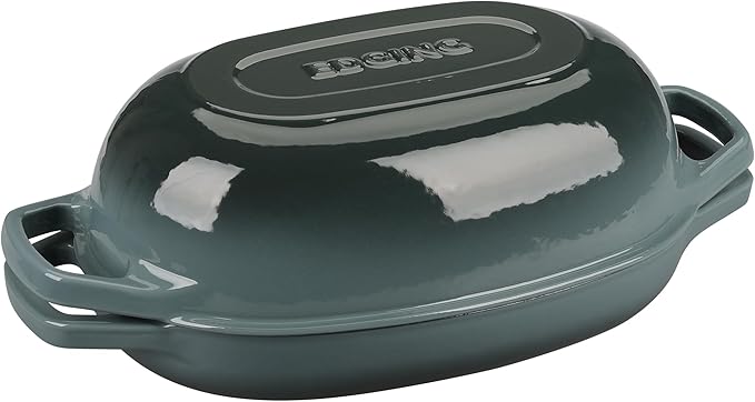 EDGING CASTING Enameled Cast Iron Oval Dutch Oven Pot with Lid, Dutch Oven for Sourdough Bread Baking, Oval Bread Pan, Bread Oven, Bread Dutch Oven, 5qt, Slateblue