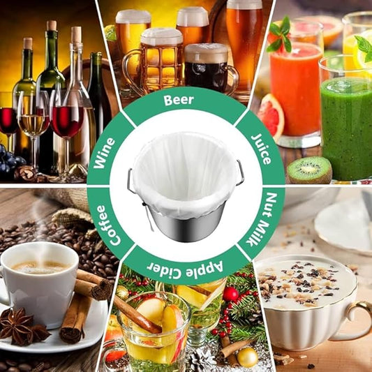 Nut Milk Bag - Big 17.7"X11.8" Commercial Grade - Reusable Almond Milk Bag & All Purpose Food Strainer - Fine Mesh Nylon Cheesecloth & Cold Brew Coffee Filter (L45x30cm+cylinder-2pcs, 1 Set)