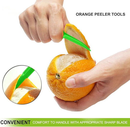 Orange Peeler Tools Citrus Peel Cutter Plastic Fruit Slicer Cutter Lemon Peeler Opener Remover Fruit Vegetable Tools Kitchen Accessories Cooking Knife Kitchen Gadget Tool,2 Pack (Green+Orange)