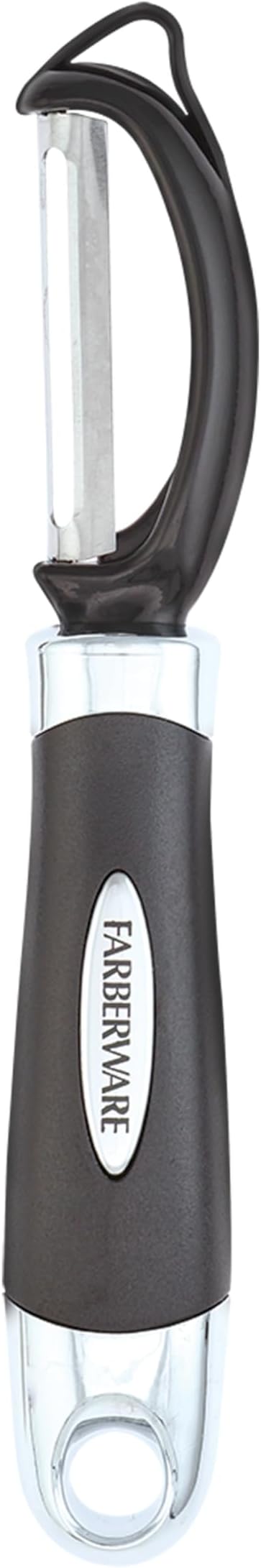 Farberware Euro Peeler, a Kitchen Essential for Quick and Easy Peeling of Produce, Chocolate, Cheeses and More. Features Hang-Hole for Easy Storage, Dishwasher Safe, Black