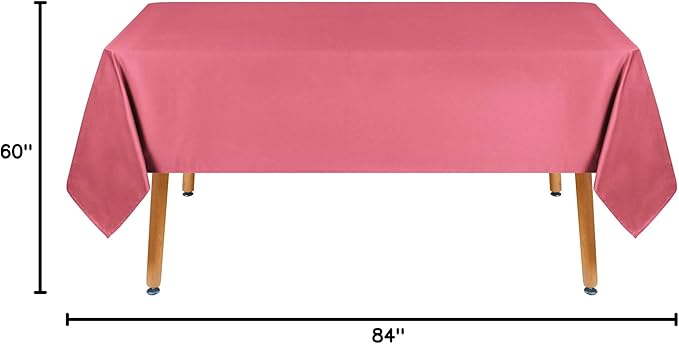Obstal 210GSM Rectangle Table Cloth, Water Resistance Microfiber Tablecloth, Decorative Fabric Table Cover for Outdoor and Indoor Use (Coral Red, 60 x 84 Inch)