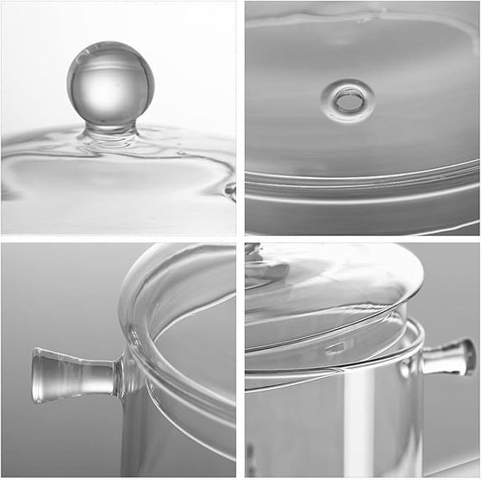 2 L/ 67 Fl Oz Clear Glass Pots for Cooking with Lids Saucepan with Cover Simmer Pot Milk Pot Heat-Resistant Glass Stovetop Pots And Pan with Lid, Soup, Milk, Baby Food