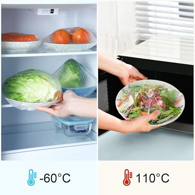 FayLongSky 100 Bowl Covers Bread Proofing Plastic Wrap for Food Shower Caps for Sourdough Bread Baking Rising Elastic Reusable Banneton covers Outdoor Fresh Keeping Bags BPA Free Food Grade