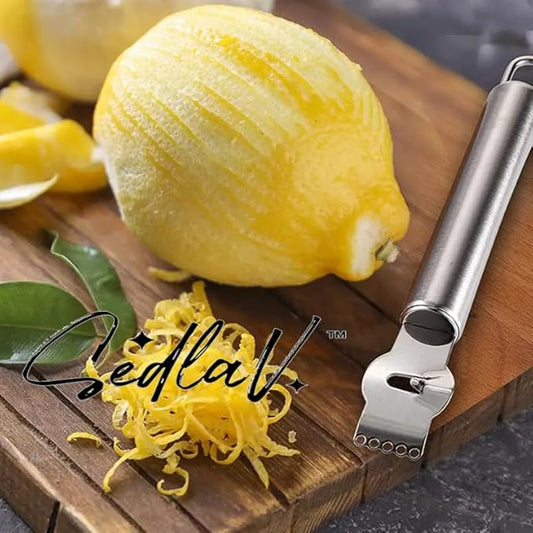 SEDLAV Stainless Steel Lemon Zester Tool with Channel Cutter, Orange Citrus Peeler - Professional Kitchen Gadget for Fine Zesting and Peeling.