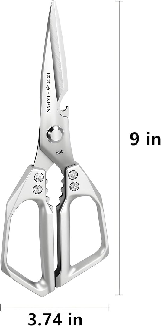 Kitchen Scissors, All Purpose,Ultra Sharp Meat Scissors,Heavy Duty Silver Cooking Scissor,Dishwash Safe Stainless Steel Kitchen Shears for Food, Chicken Bones, Turkey