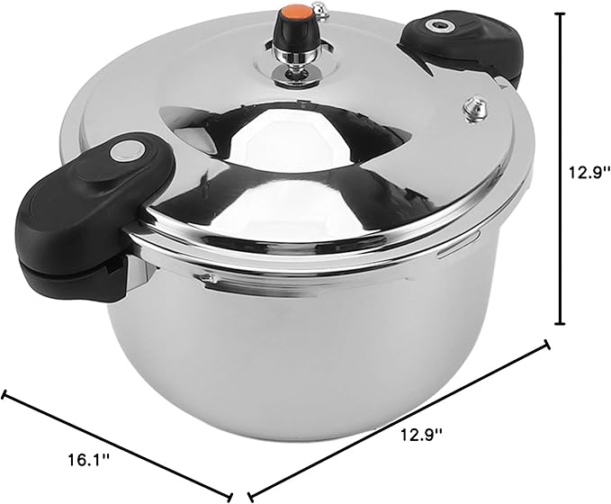 Stainless Steel Pressure Cooker, 80kpa Dual Handle Pressure Canner Large Capacity Pressure Cooking Pot Kitchen Pressure Pan for Gas Stove Electric Stove Induction