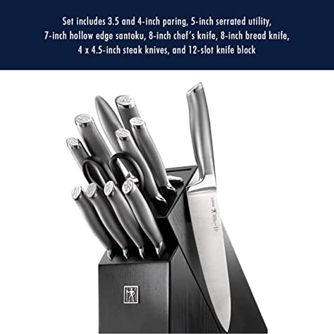 HENCKELS J.A International Modernist 13-pc Knife Block Set, Black…