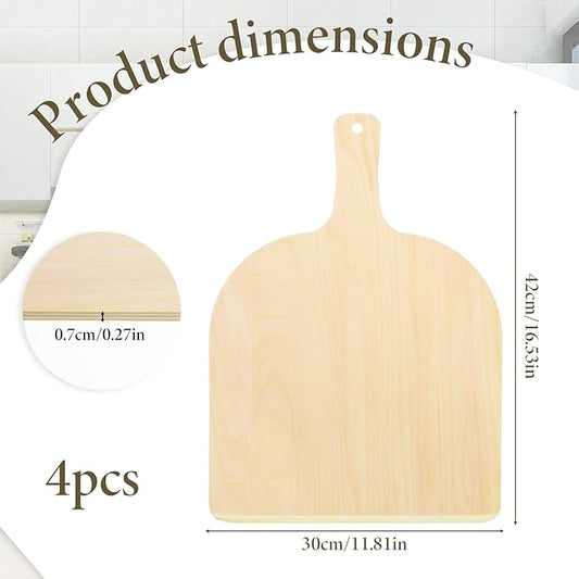 4 Pcs Wood Pizza Peel 12 Inch Pizza Paddle Spatula with Wood Handle for Oven, Stone, Pan or Grill, Large Pizzas Paddle Set for Transferring Pizzas