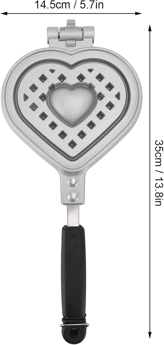 Stovetop Waffle Pan, Aluminum Alloy Nonstick Waffle Maker Pan Heart Shape Waffle Pan for Waffles Sandwich Toaster, Breakfast, Sandwich Baking