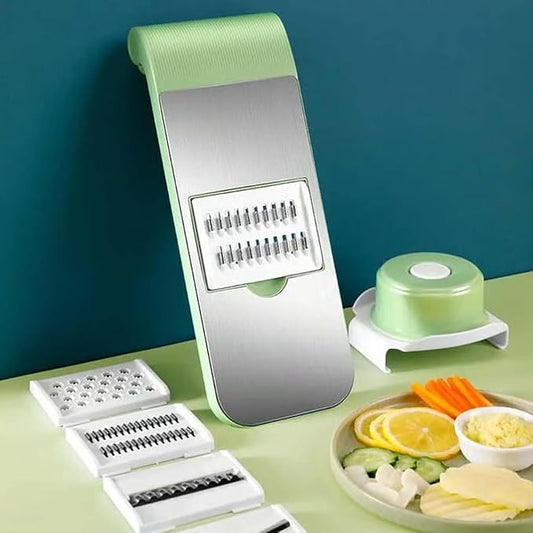 Multifunctional Vegetable Cutter, Portable Mandoline Slicer for Kitchen, Adjustable Vegetable Cutter with Stainless Steel Blades, Home Essentials & Kitchen Gadgets (5Blades/Set)