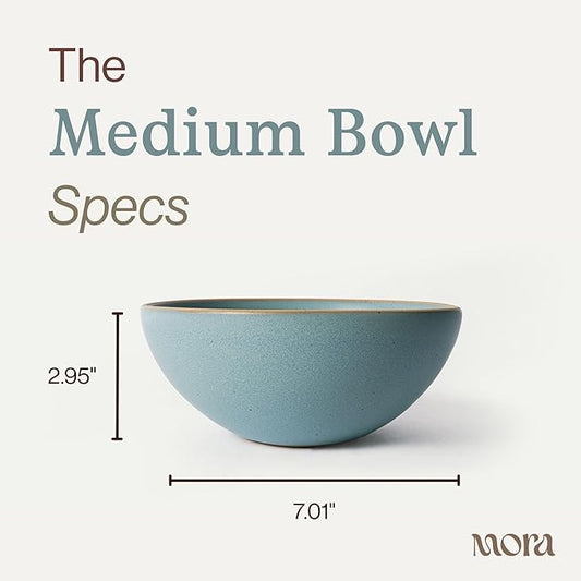 MORA Medium Bowls Set of 4, 28oz Ceramic Pottery Everyday Bowls - Microwave, Oven and Dishwasher Safe - Iris