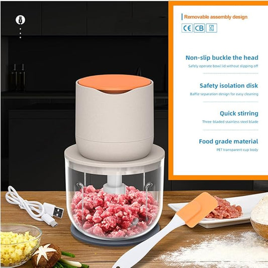 LVSENLIN Wireless Electric Food Processor,600ML Electric Food Chopper For Meat,Onions,vegetables,Garlic,Complementary Food, Meat Chopper Blender