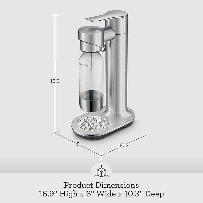 Breville BCA600BSS InFizz Aqua Sparkling Water Maker, Brushed Stainless Steel