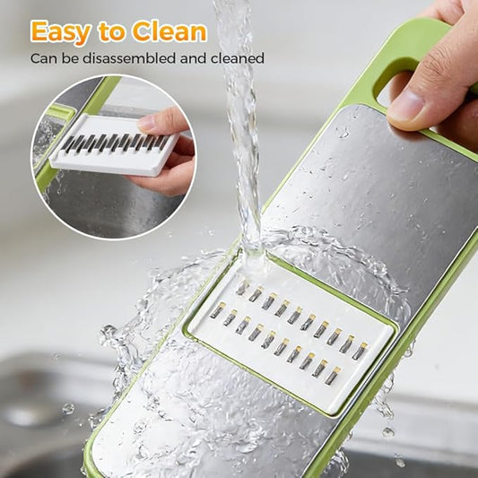 Multifunctional Vegetable Slicer, 6 in 1 Slicer Veggie Shredder with Safe Hand Guard, Multi Blade Adjustable Garlic Slicer, Easy-Clean & Compact Storage, Portable Kitchen Gadget (6 Blade Magnetic)