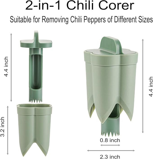 Pepper Seed Corer Remover, Upgrade 2 in 1 Bell Pepper Cutter Quickly Cutting and Deseeding Bell Pepper Corer Tool for Vegetables Kitchen Gadget