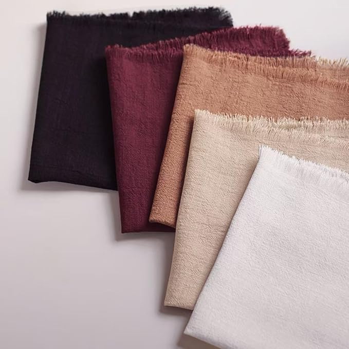 Handmade Cloth Napkins 100% Cotton Napkins with Fringe,Delicate Handmade Cloth Napkins for Dinners, Parties, Weddings and More,18 x 18 Inch Set of 6 - Burgundy