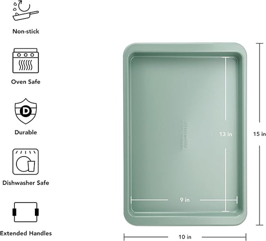 KitchenAid Nonstick Swiss Engineered Aluminized Steel Baking Sheet, Dishwasher Safe, 9 x 13 Inch, Cardamom