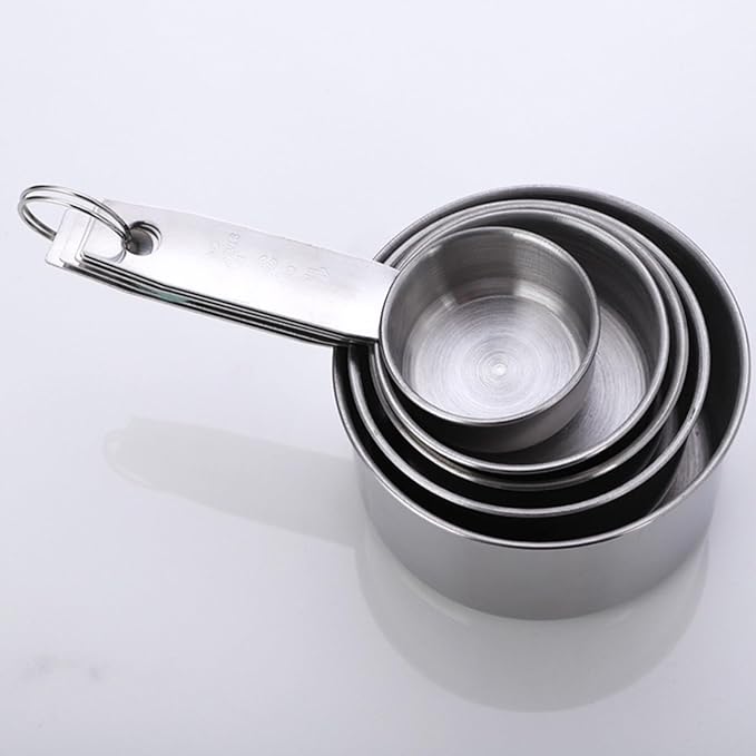 Measuring Cup Set, 5 PCS Stainless Steel Measuring Cup Kitchen Baking Cooking Measuring Cup Weighing Graduated Cup Coffee Measuring Tool for Dry or Liquid Home Restaurant