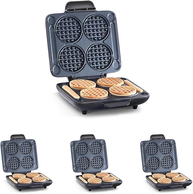 Dash Multi Mini Waffle Maker- Quad Waffle Maker for Family Breakfasts - Dual Nonstick Heating Plates & Easy-Release Surface - Compact & Fast-Heating - Graphite,(Pack of 4)