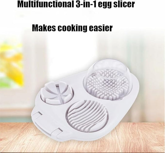 3 Way Egg Slicer for Hard Boiled Eggs, 3 in 1 Multi-Function Egg Slicer, Handy Heavy Duty Stainless Steel Egg Cutter, Kitchen Dicer Food Slicer for Strawberry Mushroom Grape Cherry Tomato (1pc)