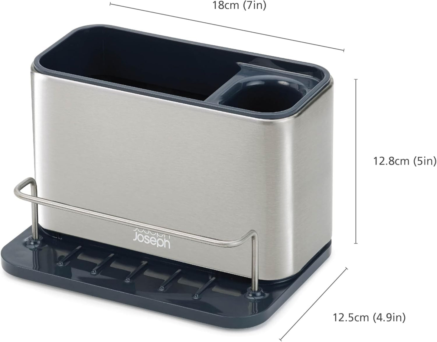 Joseph Joseph Surface Stainless Steel Sink Caddy, Sink Area Organizer and Sponge Holder, Gray