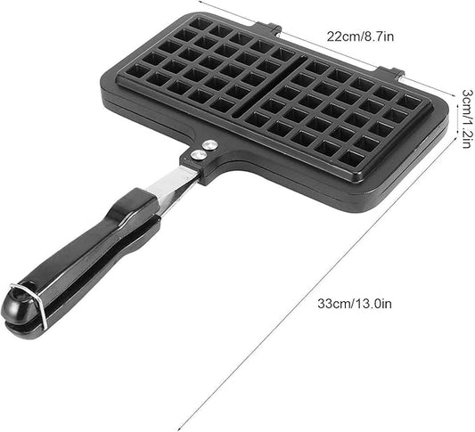 Double Sided Cast Iron Waffle Maker, Nonstick Waffle Maker Pan, Metal Grilled Sandwich Maker Pan, Waffle Iron for Stovetop or Grill, Grill Cheese Sandwich Maker for Kitchen Breakfast