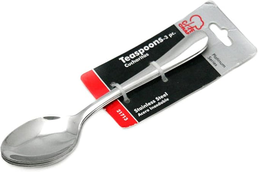 Chef Craft Heavy Duty Teaspoon Set, 6 inches in Length 3 Piece Set, Stainless Steel