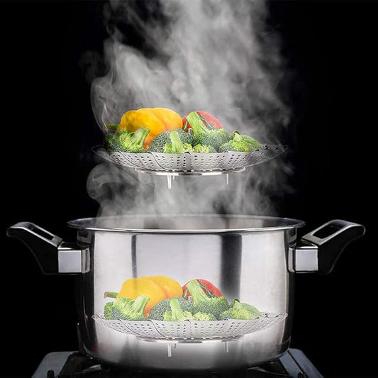 Vegetable Steamer Basket, Premium Stainless Steel Veggie Steamer Basket - Folding Expandable Steamers to Fits Various Size Pot Small by SAYFINE (5.5" to 9.2")