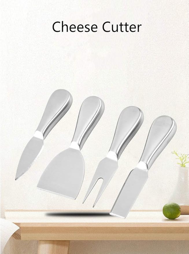 Premium Stainless Steel Cheese Tool Set - 4 Piece Cheese Knife Set - Cut, Spread All Your Favorite Cheeses