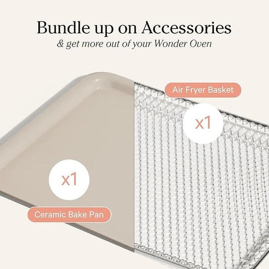 Our Place Wonder Oven Essentials Kit | Extra Air Fryer Basket & Nonstick Ceramic-Coated Bake Pan | Oven Safe, Eco-Friendly | Steam