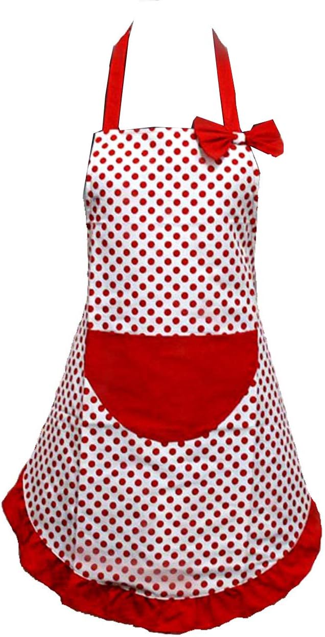 Hyzrz Lovely Lady Red Dot Kitchen Flirty Canvas Restaurant Cake Funny Aprons for Women Chef Bib Gift