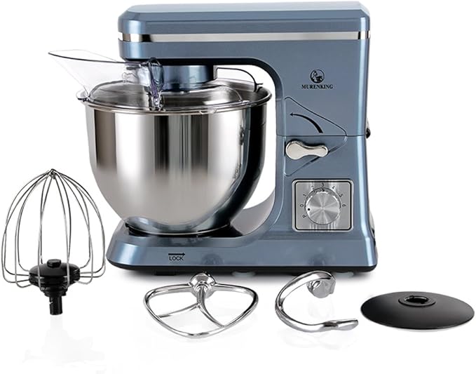 MURENKING Stand Mixer,5.3-Qt & 500W & 6+P Speed MK36 Tilt-Head Kitchen Electric Food Mixers Home Baking Dough Machine with Accessories (Gray Blue)