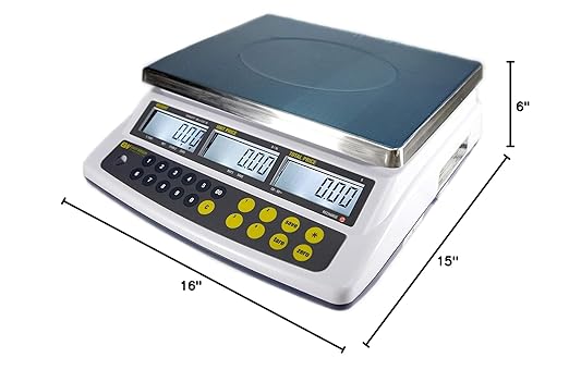 Aquos Price Computing Scale – CK Series Class III NTEP Legal for Trade | Commercial Food Scale with Rechargeable Battery | Digital Kitchen Scale with Stainless Steel Platter & LCD Display (60 lbs)