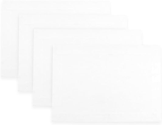 D'Moksha Homes Linen White Placemats Set of 4-100% Pure Linen Placemats 14 x 19 Inch for Valentines, Spring, Easter - Handcrafted and Machine Washable