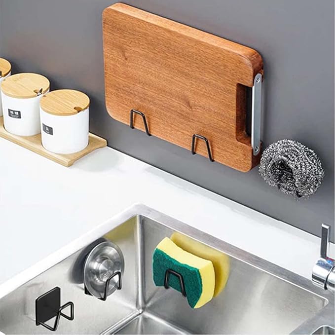 ESINAM 2Pcs Sponge Holders for Kitchen Sink, Strong Adhesive Small Sponge Holder, Premium Rustproof & Waterproof - Minimal Size - SUS304 Stainless Steel