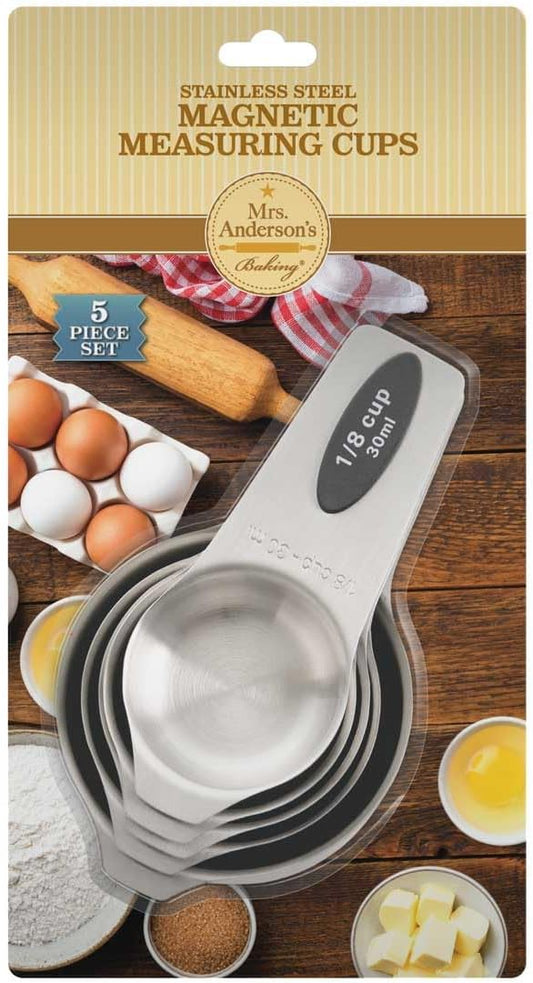Mrs. Anderson’s Baking Magnetic Measuring Cups, 18/8 Stainless Steel, 5-Piece Set