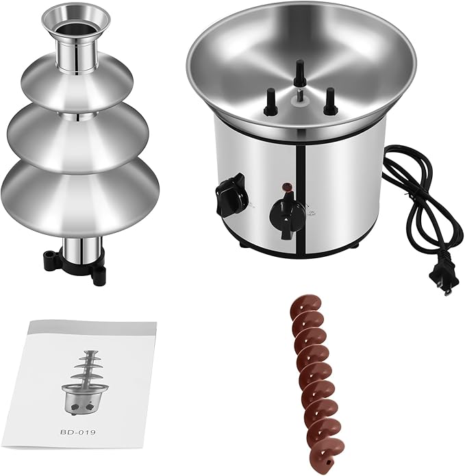 Chocolate Fountain, 4 Tier Chocolate Fondue Fountain, Electric Chocolate Melting Fountain Machine, 60oz Nacho Cheese Fountain with Spiral Splash-Proof Design for Parties, Weddings, Events