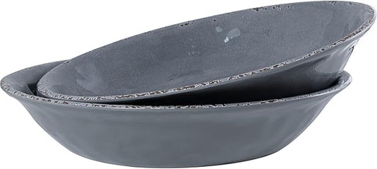 Farmhouse Large Melamine Serving Bowls,Set of 2, 130 OZ BPA Free 100% Melamine 13.75"x2.75" Salad and Pasta Serving Bowls, Bowls for Serving Food, Fruits And Pasta. Lightweight, Grey