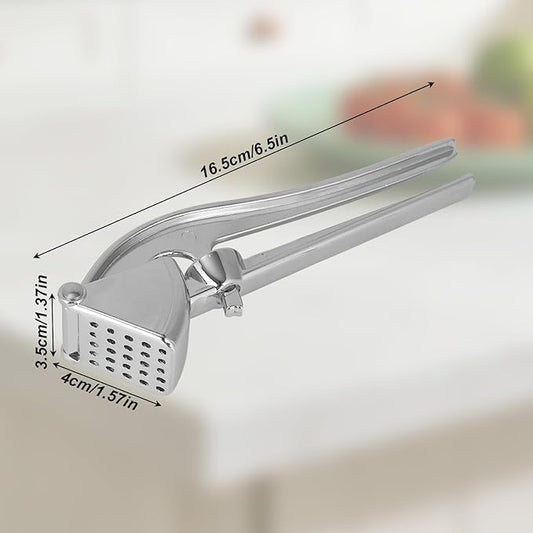 Professional Garlic Press, Aluminum Alloy Heavy-Duty Garlic Mincer Crusher, Easy Squeeze Masher Rocker Tool with Ergonomic Handle, Dishwasher Safe Kitchen Gadget Essential (Silver)