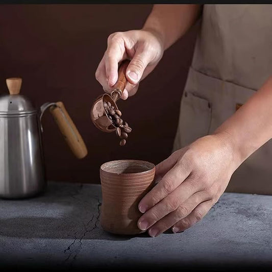 Vintage Coffee Measuring Spoon - 304 Stainless Steel, Coffee Scoop,10g Capacity, Walnut Handle - Perfect for Coffee, Tea, and More (Rose Gold)