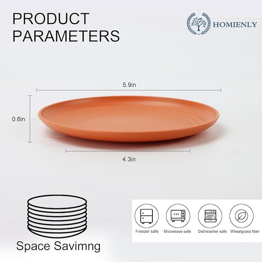 Homienly 5.7 Inch Small Plates-Wheat Straw Mini Plate, Unbreakable Plate Set Ideal for Dessert, Appetizers, Small Serving, Side Dish, Lightweight Dessert Dishes Plates, Set of 8, Colorful