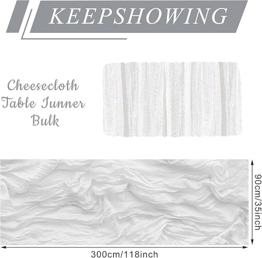 2 Pieces Cheesecloth Table Runner 35 x 118 inch Boho Gauze Table Runner Rustic Wedding Cheese Cloth Decor for Wedding Bridal Baby Shower Birthday Party St. Patrick's Day Table Decorations