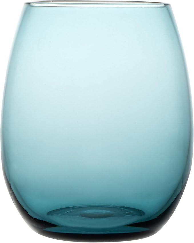 Restaurantware-Vetri 15 Ounce Wine Glasses, 24 Dishwashable Stemless Wine Glasses - No Lead, Durable, Blue Glass Cups, For Home, Bar, Or Restaurant, Serve Merlot, Chardonnay, Or Bordeaux