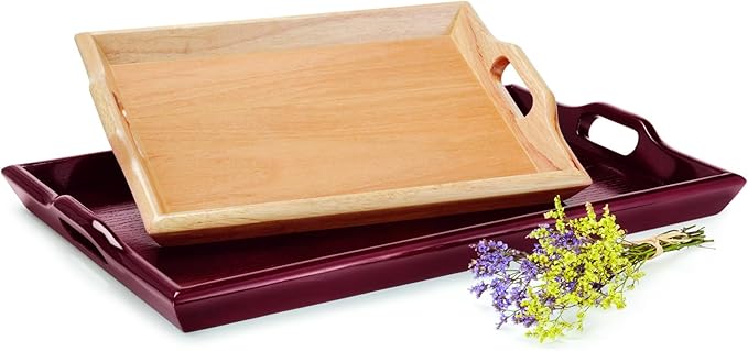 G.E.T. RST-2516-M 25" x 16" Hardwood Room Service Tray-Mahogany, 25 Inches x 16 Inches