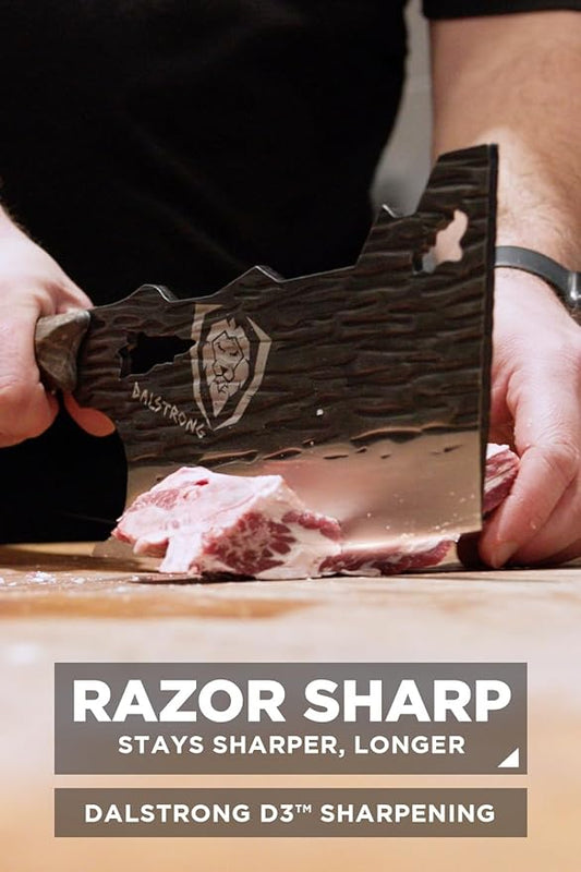 Dalstrong Obliterator Meat Cleaver Knife - 9 inch - Barbarian Series - Premium 7CR17MOV High Carbon Steel - Black Brown Stabilized Wood Handle - Massive Heavy Duty Knife with Sheath