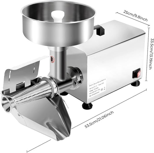 Electric Tomato Strainer, 450W Commercial Tomato Sauce Jam Maker with Handle & Adjustable Trough 304 Stainless Steel Food Press Sauce Maker Food Strainer for Tomatoes Strawberry Blueberry Sauces Etc